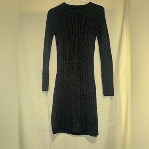 Long black rib knitted dress